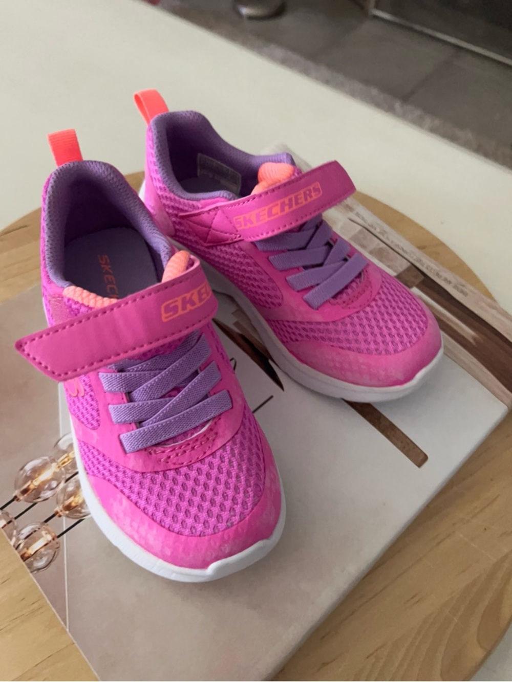 Skechers Kids Pink & Purple Hook-and-Loop Athletic Sneakers